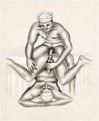 PUDGY ROBERTS (DATES UNKNOWN) 3 erotic drawings.